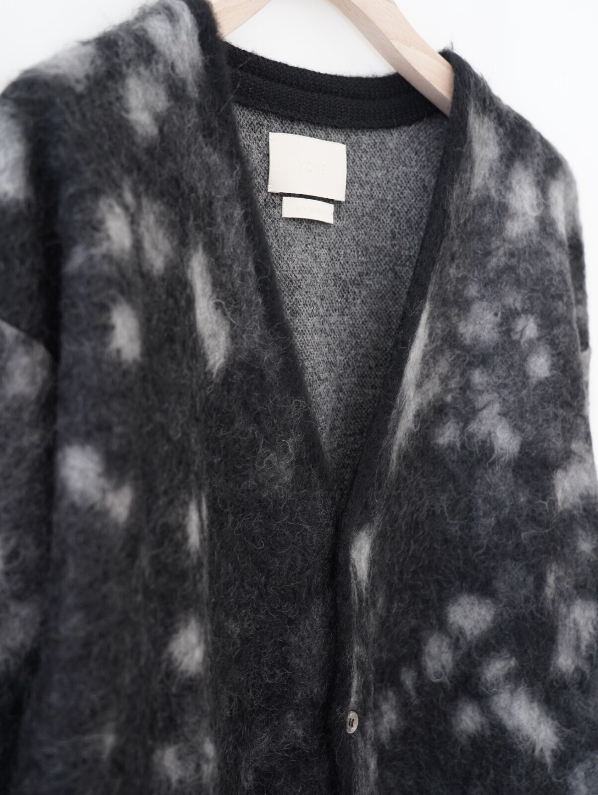 YOKE MENS Kid Mohair Jacqurad Cardigan IMAGE9