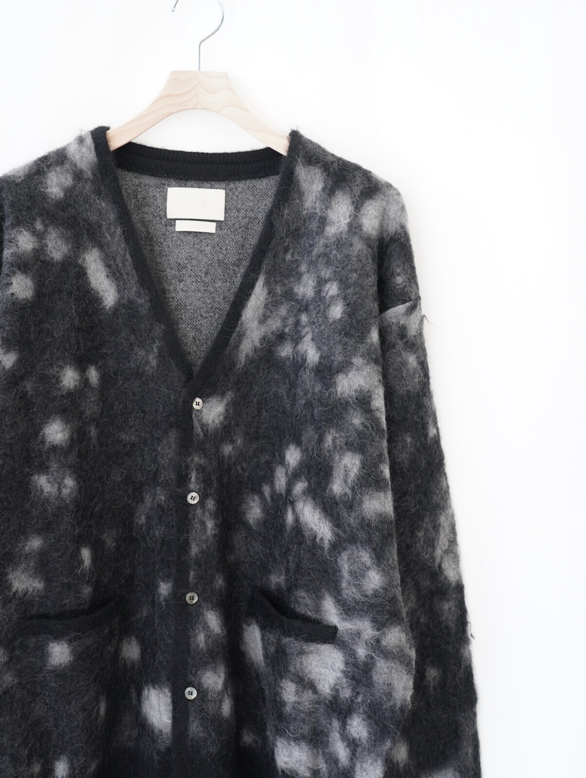 YOKE MENS Kid Mohair Jacqurad Cardigan IMAGE7