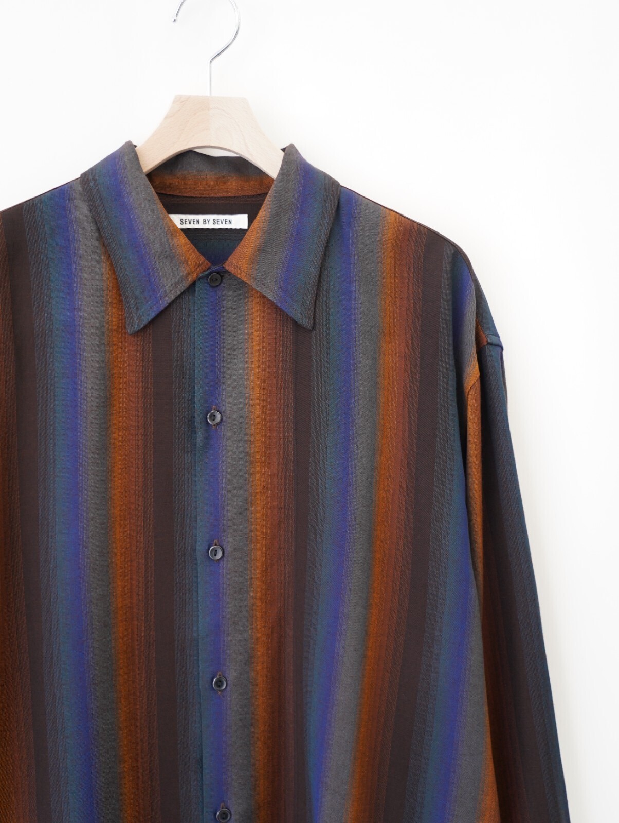 SEVEN BY SEVEN MENS LOOSE SHIRTS ‐Wool Rayon Gradetion stripe‐ IMAGE4
