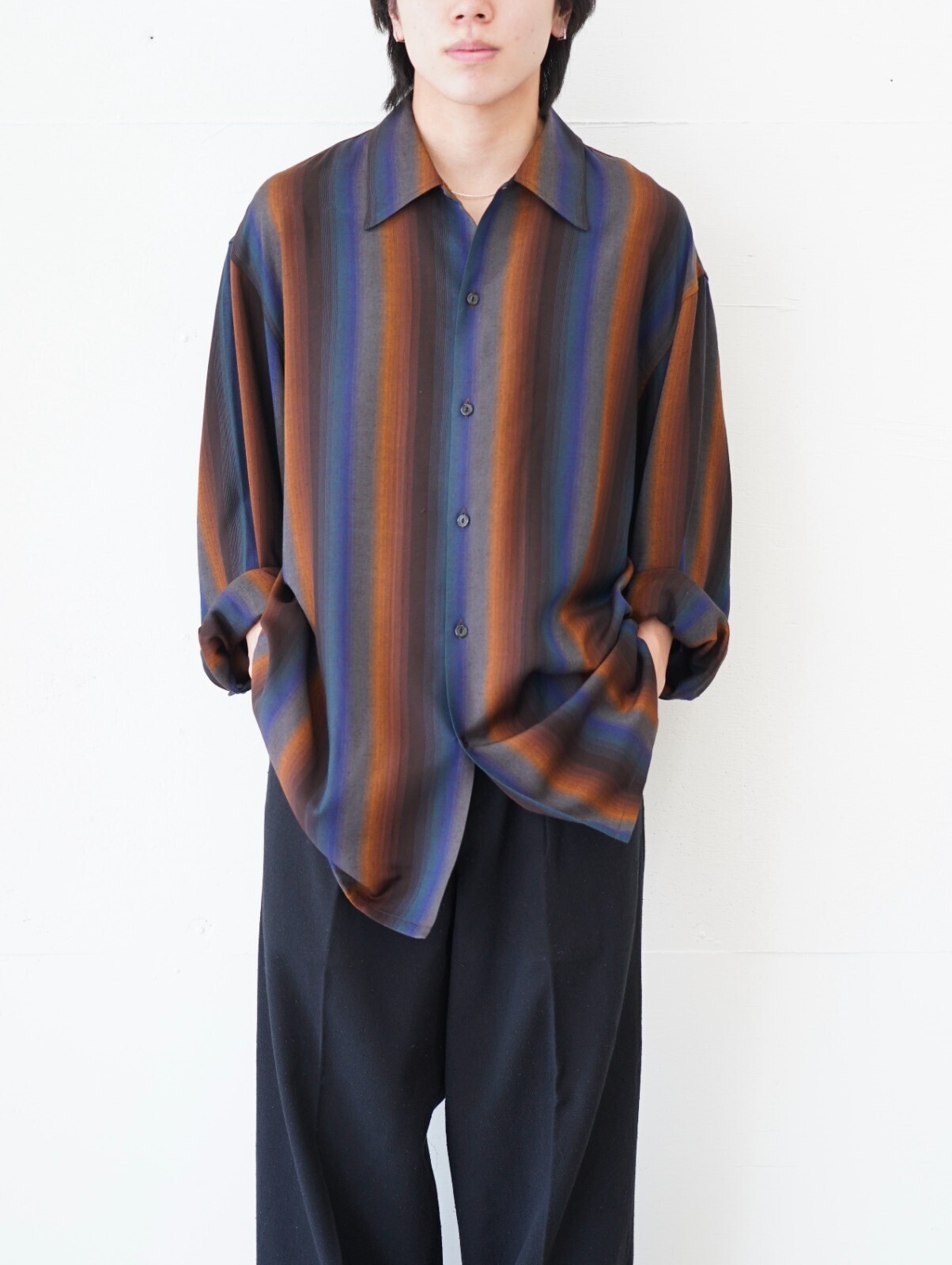 SEVEN BY SEVEN 男士 LOOSE SHIRTS ‐Wool Rayon Gradetion stripe‐ 图片1