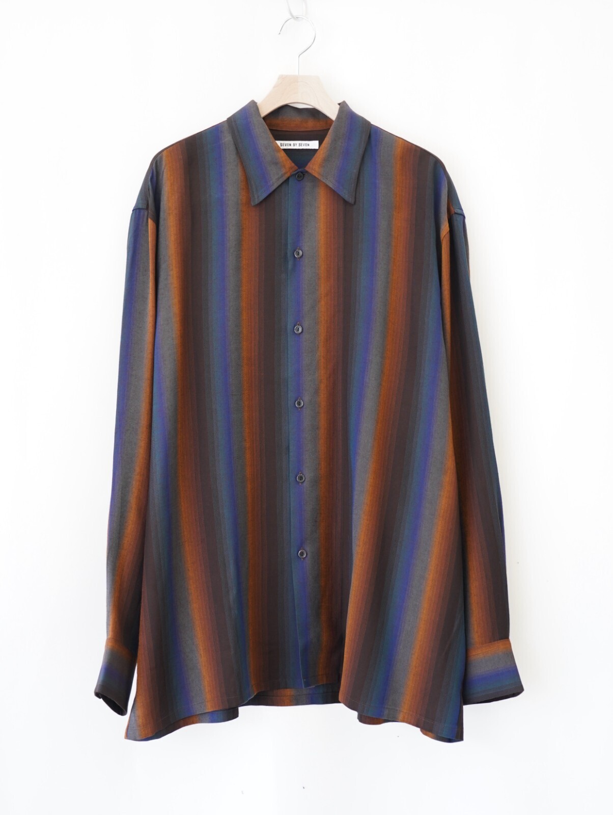 SEVEN BY SEVEN MENS LOOSE SHIRTS ‐Wool Rayon Gradetion stripe‐ IMAGE3