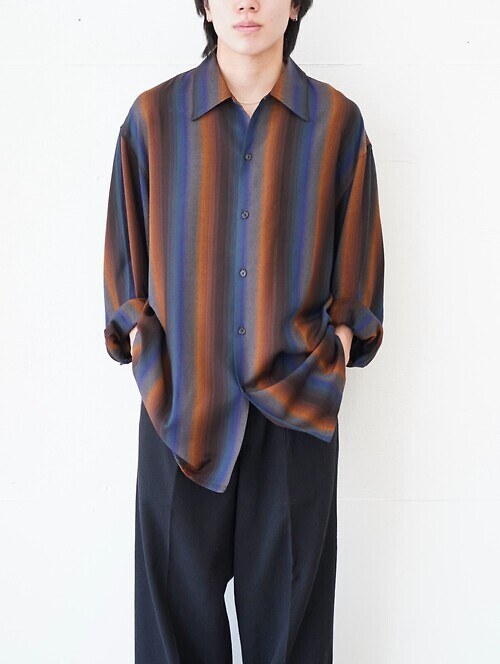 LOOSE SHIRTS ‐Wool Rayon Gradetion stripe‐｜SEVEN BY SEVEN 男士