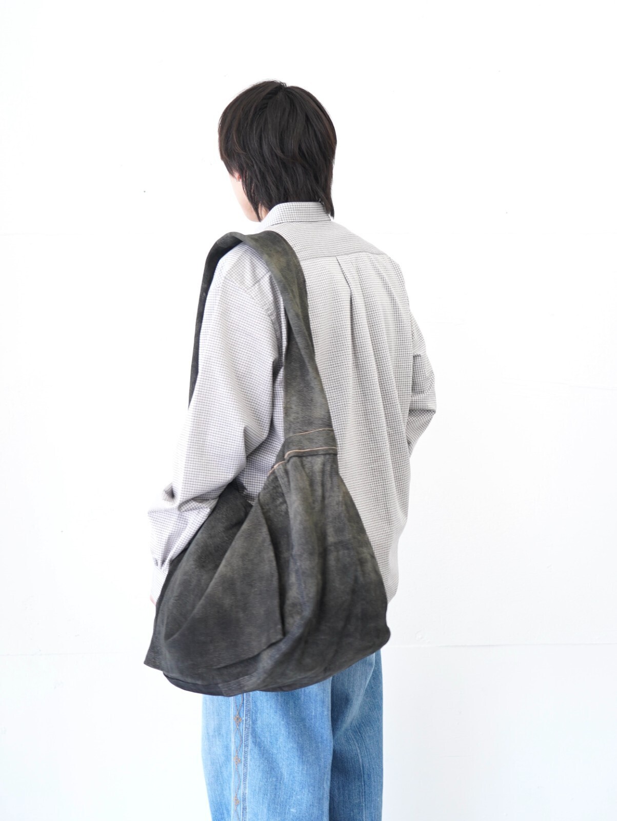 セブンバイセブン メンズ レザーショルダーバッグ -ゴートスウェードアンティークフィニッシュ- 画像8