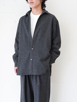 ブラン ワイエム(Blanc YM) 女士 & 男士 CASHMERE SHIRT JACKET charcoal gray S