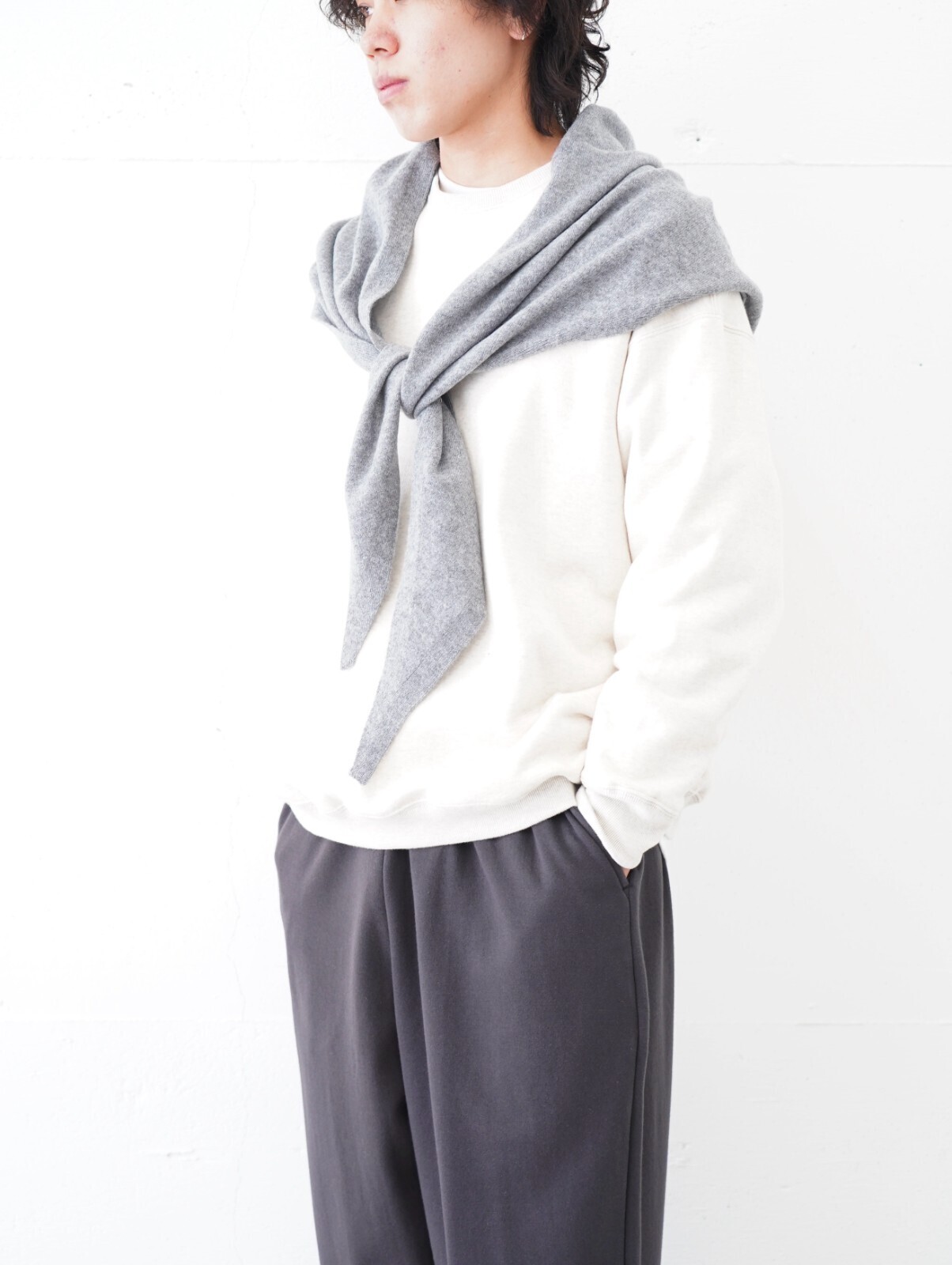 FUJI 女士 & 男士 WHITE CASHMERE SCARF 圖片9