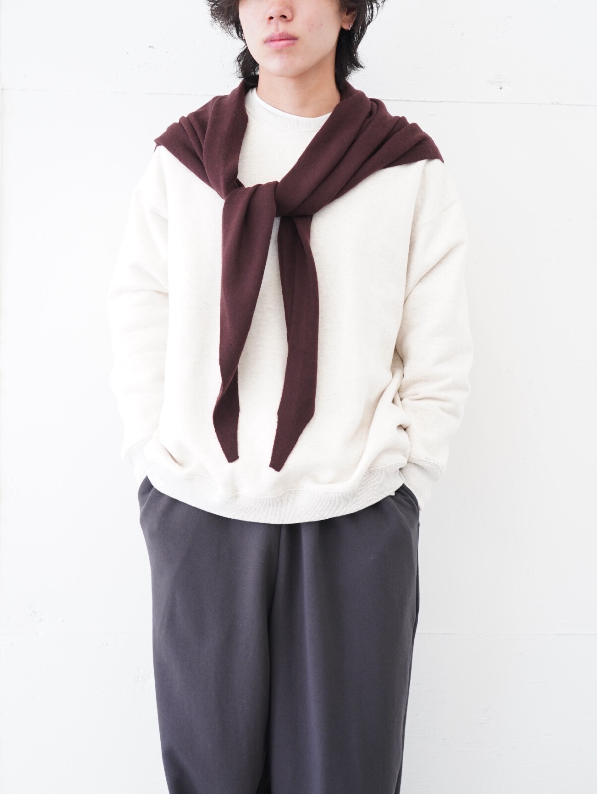 FUJI 女士 & 男士 WHITE CASHMERE SCARF 圖片2
