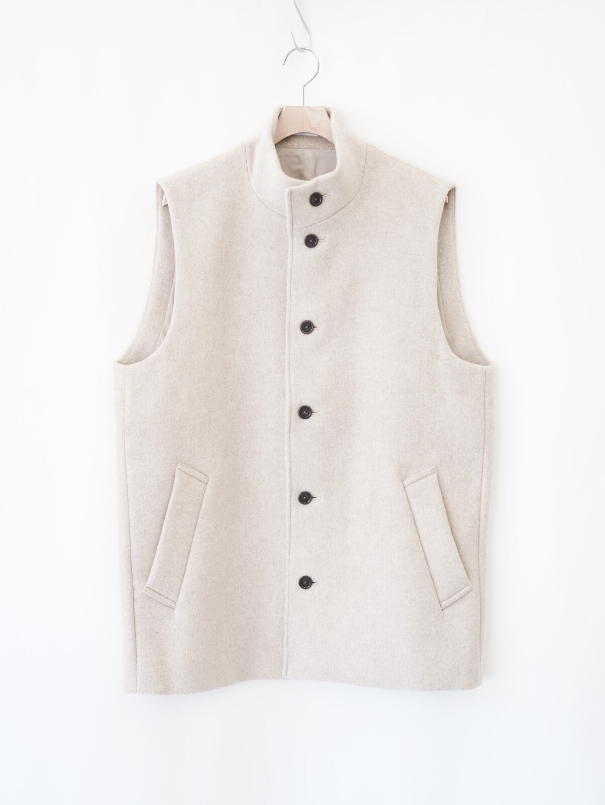 FUJI MENS LAMBSWOOL MELTON STAND COLLAR GILET IMAGE1