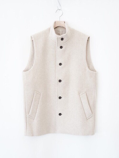 LAMBSWOOL MELTON STAND COLLAR GILET｜FUJI MENS