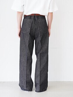 saby MENS TUCK-BAGGY TYPE 2 - Stripe Denim One Wash - IMAGE3