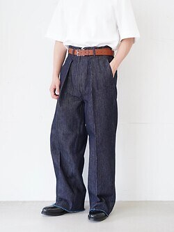 saby MENS TUCK-BAGGY TYPE 2 - Stripe Denim One Wash - IMAGE14