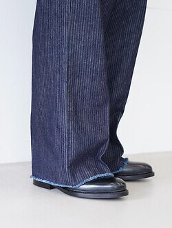 saby MENS TUCK-BAGGY TYPE 2 - Stripe Denim One Wash - IMAGE15