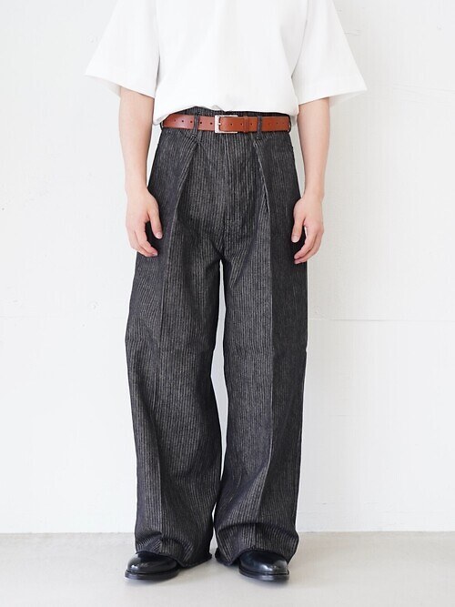 TUCK-BAGGY TYPE 2 - Stripe Denim One Wash -｜saby MENS