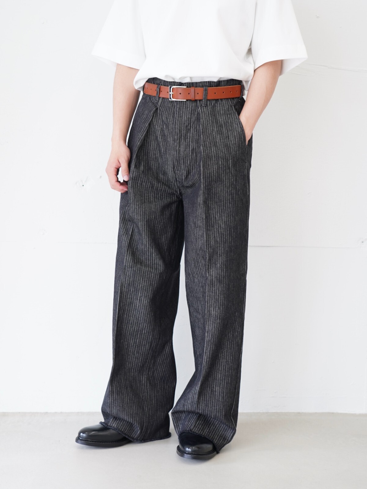 saby TUCK BAGGY DENIM PANTS タックバギーデニム saby STRIPE DENIM TUCK BAGGY-one wash- | 45do｜U