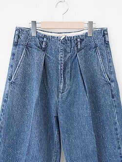 saby MENS TUCK-BAGGY TYPE 2 - Stripe Denim Splash Vintage Wash - IMAGE12