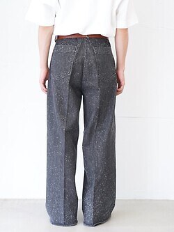saby MENS TUCK-BAGGY TYPE 2 - Stripe Denim Splash Vintage Wash - IMAGE3