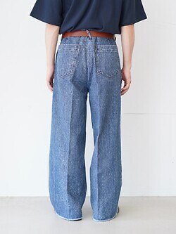saby MENS TUCK-BAGGY TYPE 2 - Stripe Denim Splash Vintage Wash - IMAGE13