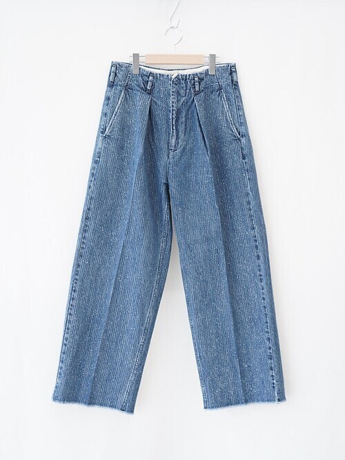 TUCK-BAGGY TYPE 2 - Stripe Denim Splash Vintage Wash -｜saby MENS