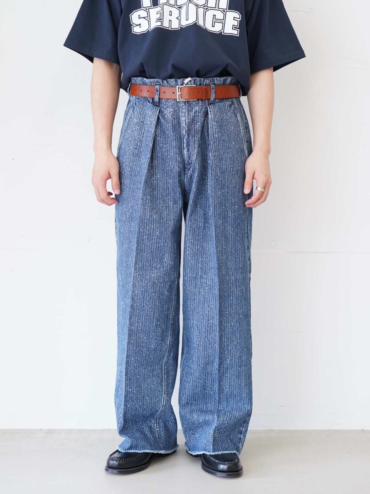 saby 男士 TUCK-BAGGY TYPE 2 - Stripe Denim Splash Vintage Wash - 圖片11