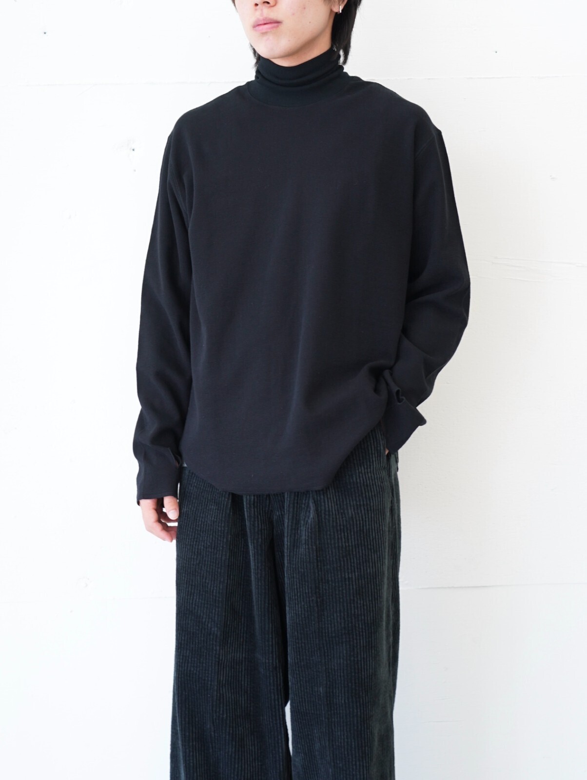 saby 女裝 & 男裝 HIGH NECK LONG SLEEVE TEE- 26/1 BD Micro Waffle - 圖片4