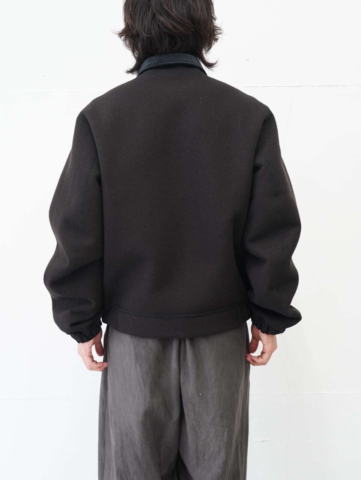 saby MENS REVERSIBLE STAND NECK BLOUSON- Double Face Fab . Wool & Crush Velour -  IMAGE24