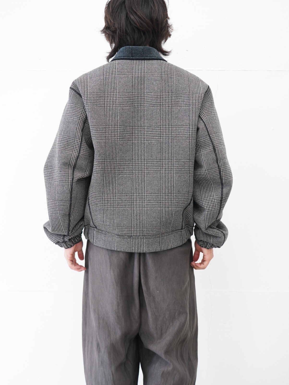 saby MENS REVERSIBLE STAND NECK BLOUSON- Double Face Fab . Wool & Crush Velour -  IMAGE4