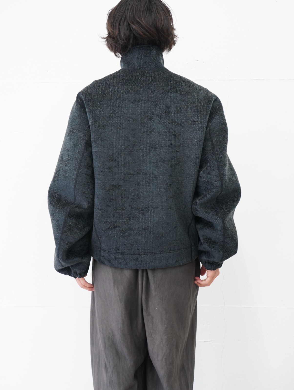 saby MENS REVERSIBLE STAND NECK BLOUSON- Double Face Fab . Wool & Crush Velour -  IMAGE9