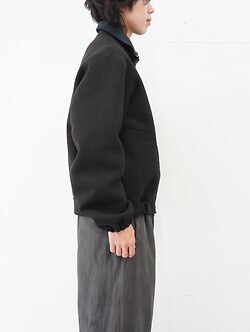 saby MENS REVERSIBLE STAND NECK BLOUSON- Double Face Fab . Wool & Crush Velour -  IMAGE23