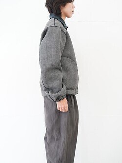 saby MENS REVERSIBLE STAND NECK BLOUSON- Double Face Fab . Wool & Crush Velour -  IMAGE3