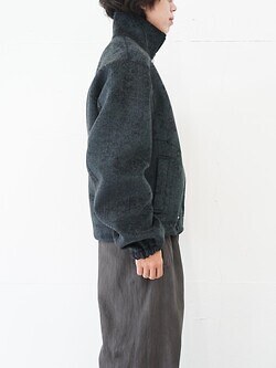 saby MENS REVERSIBLE STAND NECK BLOUSON- Double Face Fab . Wool & Crush Velour -  IMAGE8