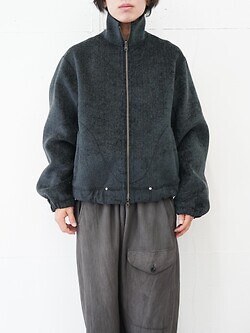 saby MENS REVERSIBLE STAND NECK BLOUSON- Double Face Fab . Wool & Crush Velour -  IMAGE7