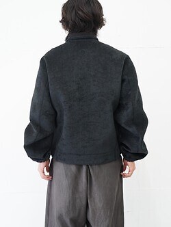 saby MENS REVERSIBLE STAND NECK BLOUSON- Double Face Fab . Wool & Crush Velour -  IMAGE28