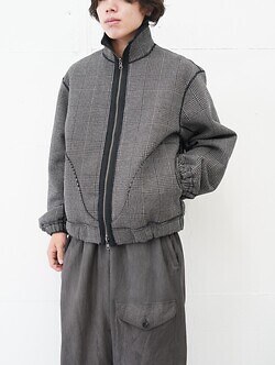 saby MENS REVERSIBLE STAND NECK BLOUSON- Double Face Fab . Wool & Crush Velour -  IMAGE5