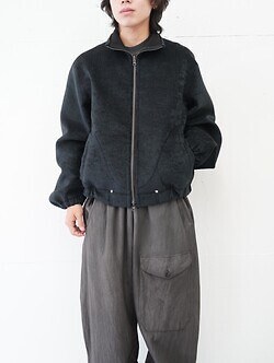 saby MENS REVERSIBLE STAND NECK BLOUSON- Double Face Fab . Wool & Crush Velour -  IMAGE25