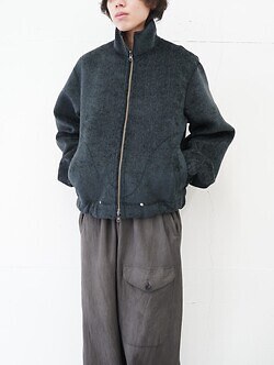 saby MENS REVERSIBLE STAND NECK BLOUSON- Double Face Fab . Wool & Crush Velour -  IMAGE6