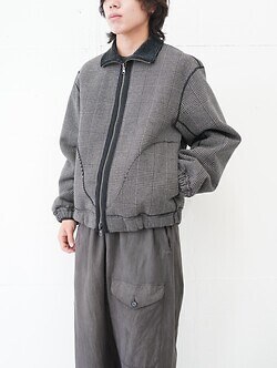 saby MENS REVERSIBLE STAND NECK BLOUSON- Double Face Fab . Wool & Crush Velour -  IMAGE1