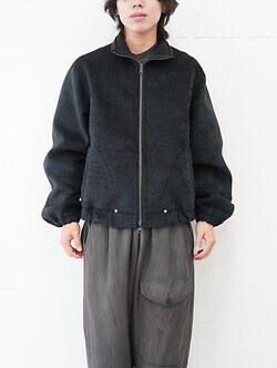 saby MENS REVERSIBLE STAND NECK BLOUSON- Double Face Fab . Wool & Crush Velour -  IMAGE26