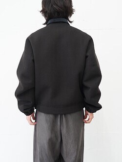 saby MENS REVERSIBLE STAND NECK BLOUSON- Double Face Fab . Wool & Crush Velour -  IMAGE24