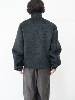 saby MENS REVERSIBLE STAND NECK BLOUSON- Double Face Fab . Wool & Crush Velour -  IMAGE9