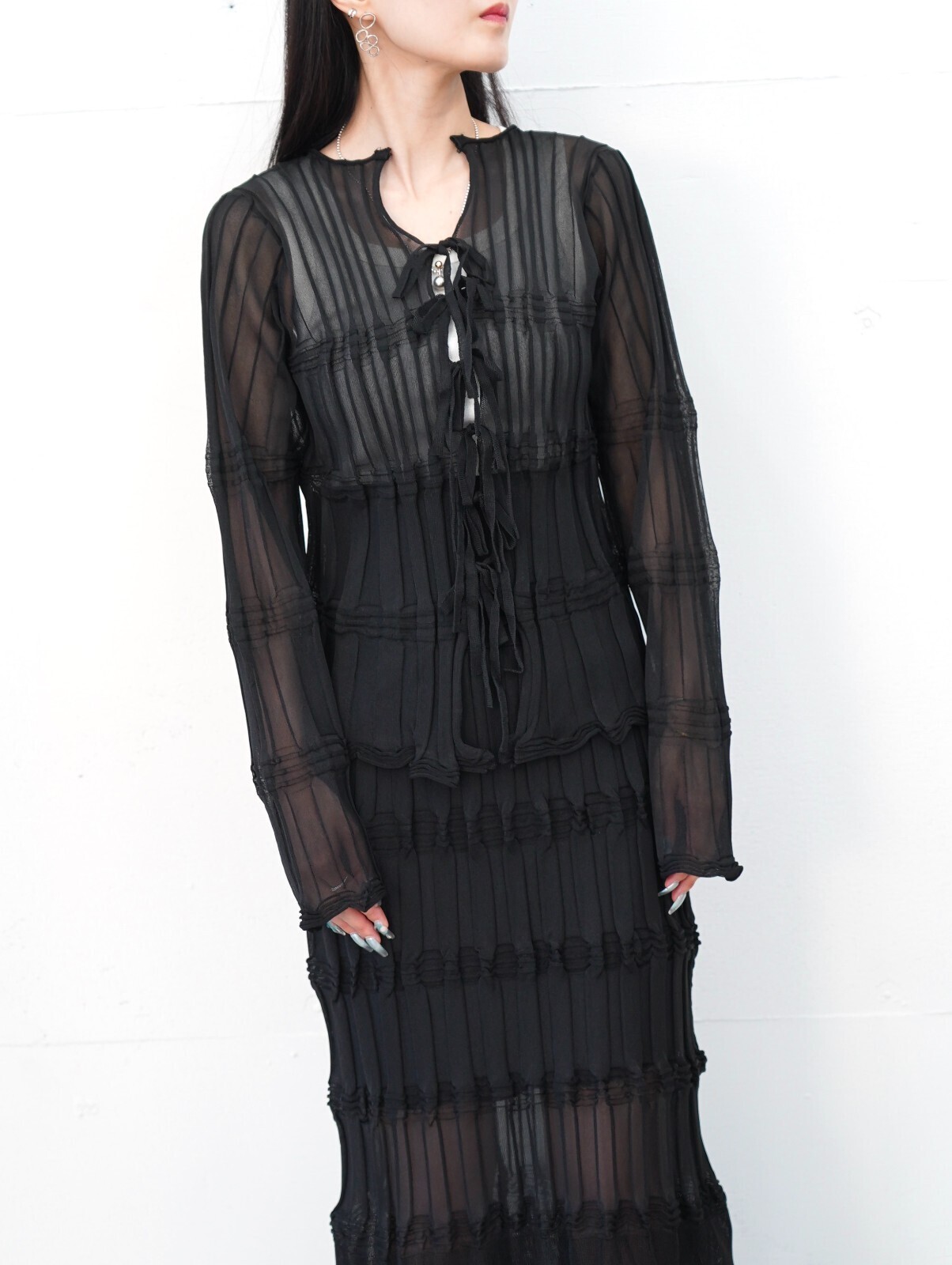 OPEN SESAME CLUB 여성 sheer flow cardigan 이미지5