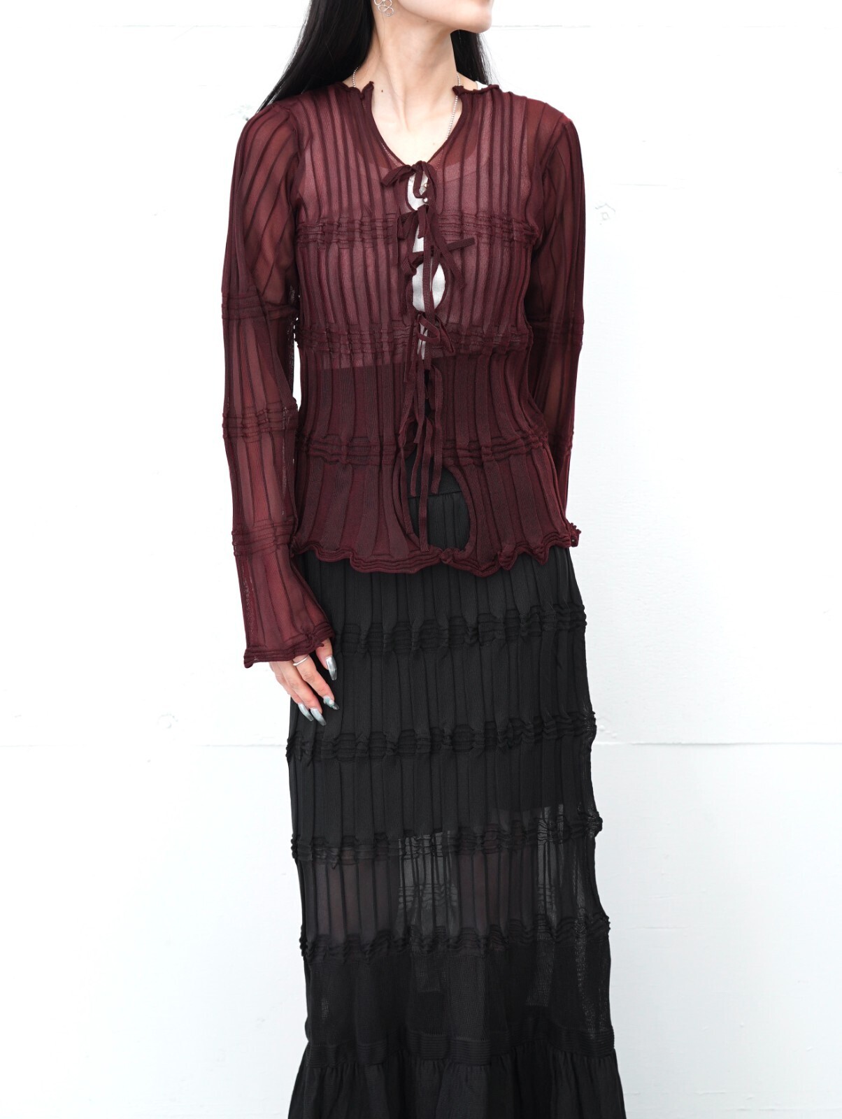 OPEN SESAME CLUB 여성 sheer flow cardigan 이미지16