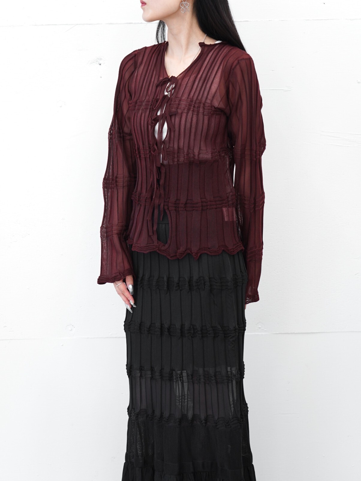 OPEN SESAME CLUB 여성 sheer flow cardigan 이미지12