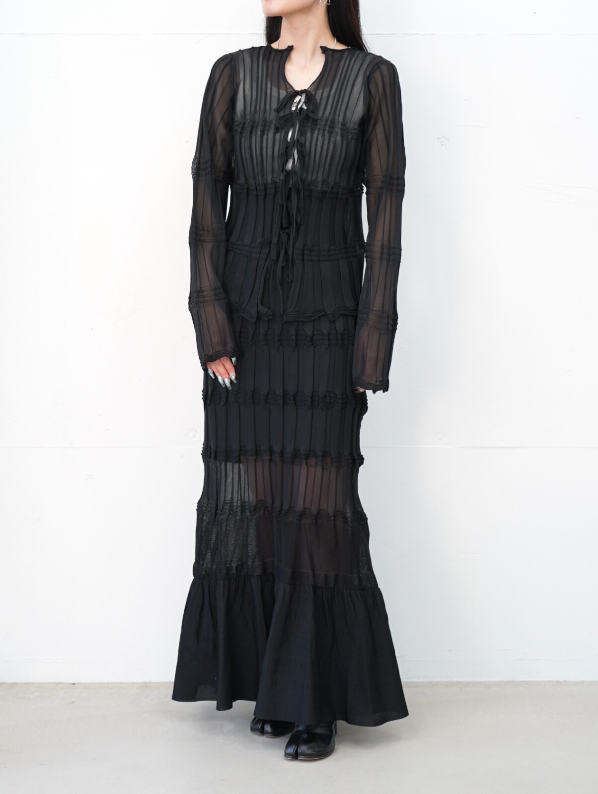 OPEN SESAME CLUB 여성 sheer flow cardigan 이미지6