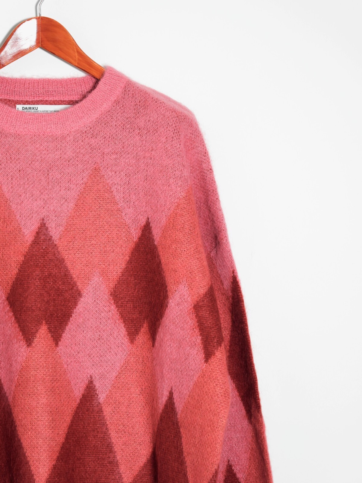 DAIRIKU WOMENS & MENS Argyle Mohair Pullover Knit IMAGE10