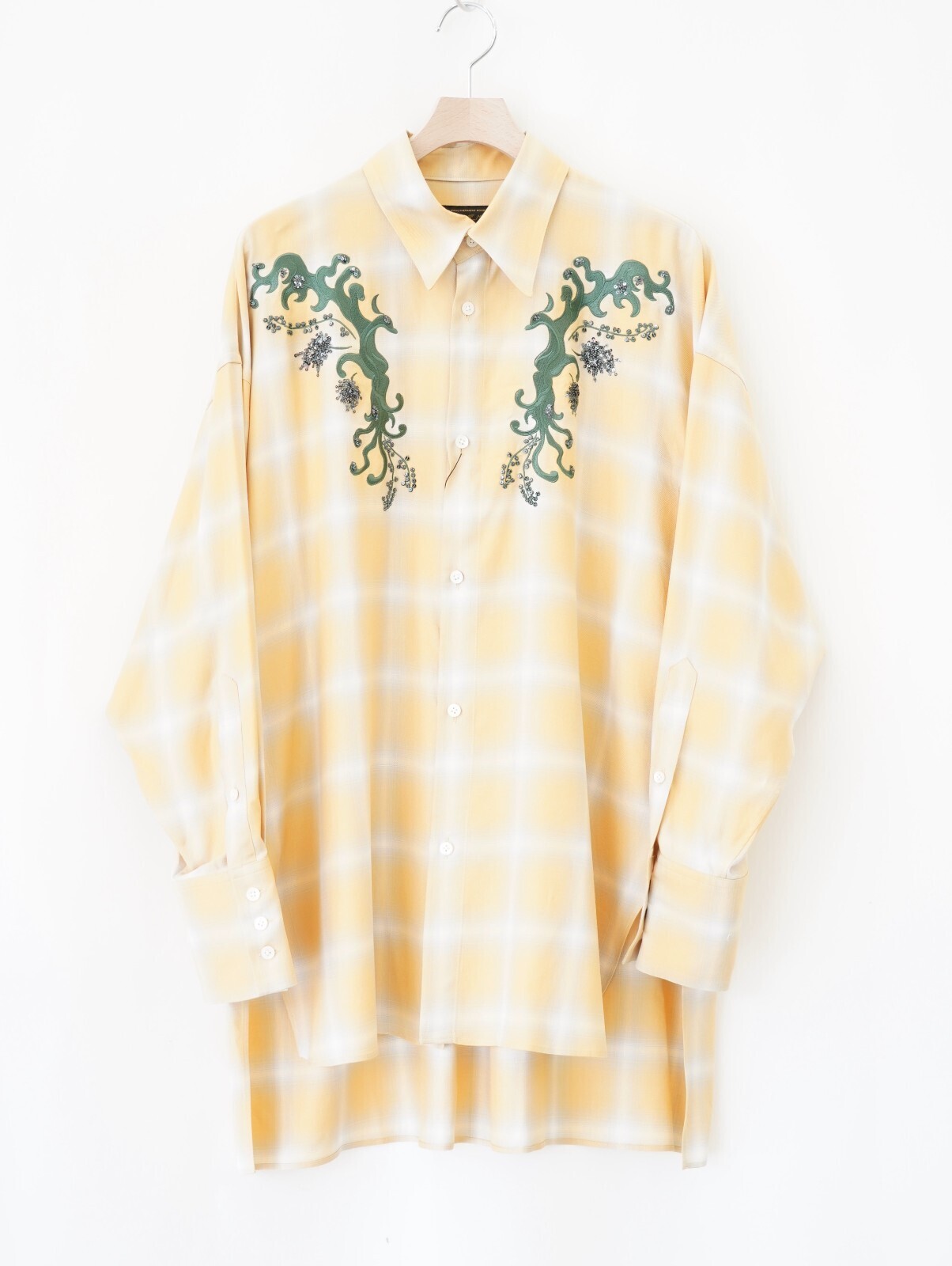 ANTHEM A 여성 & 남성 EMBROIDERY RAYON OMBRE CHECK SHIRTS 이미지1