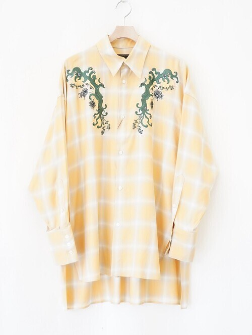 EMBROIDERY RAYON OMBRE CHECK SHIRTS｜ANTHEM A 여성 & 남성
