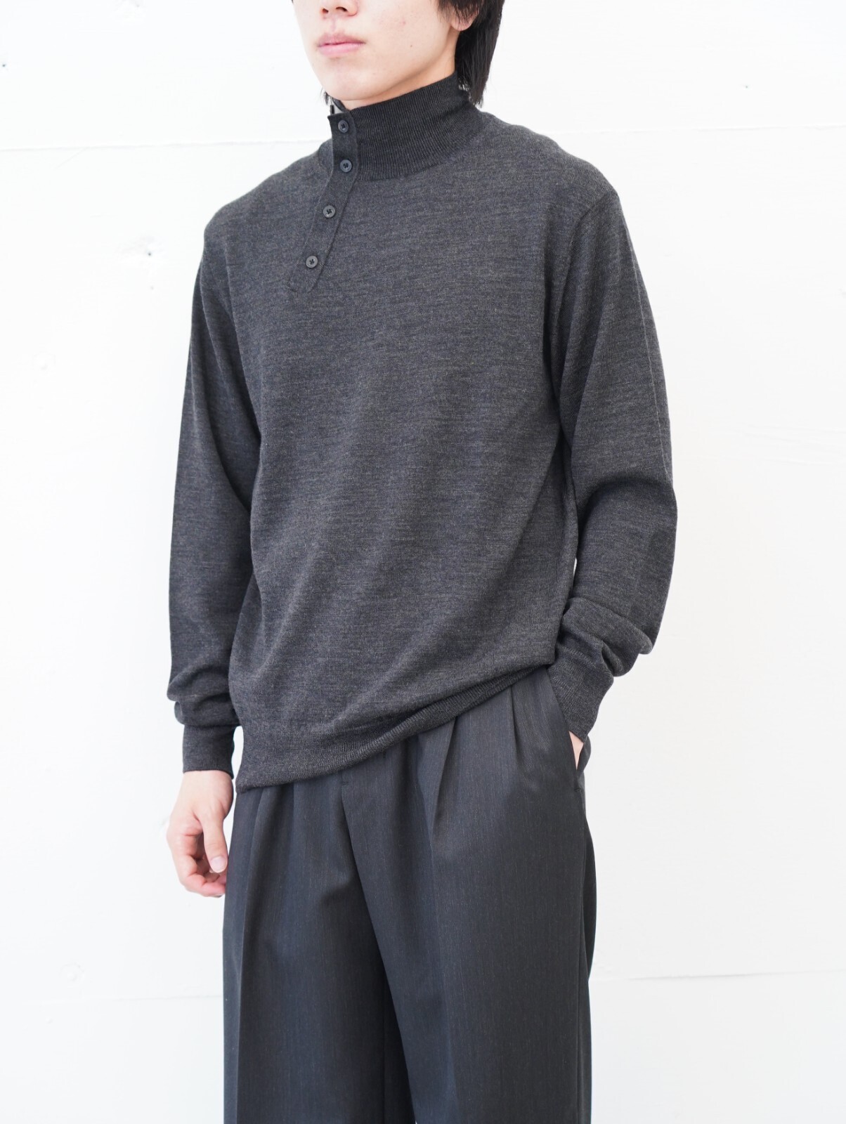 IRENISA 男士 WOOL HIGH-NECK KNIT PULLOVER 圖片4