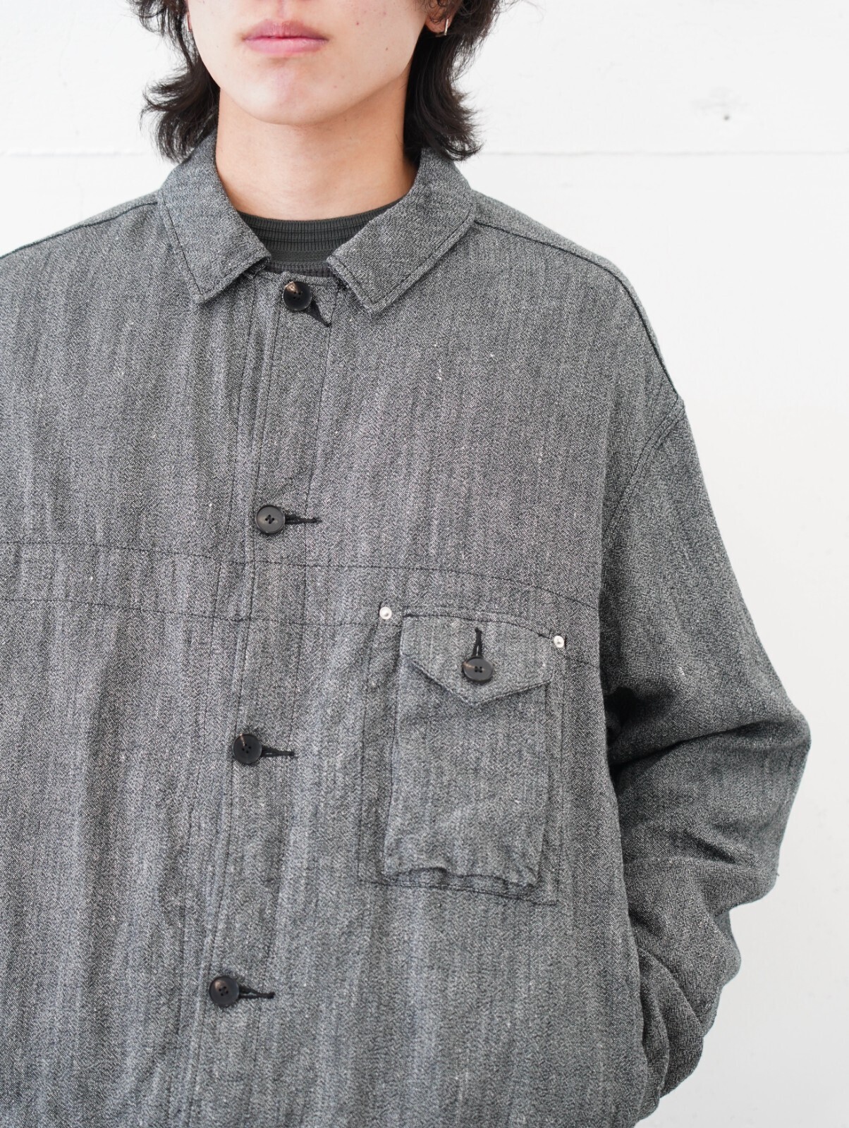 NULABEL 男士 SALT'N PEPPER WOOL LINEN TRUCKER JACKET 图片5