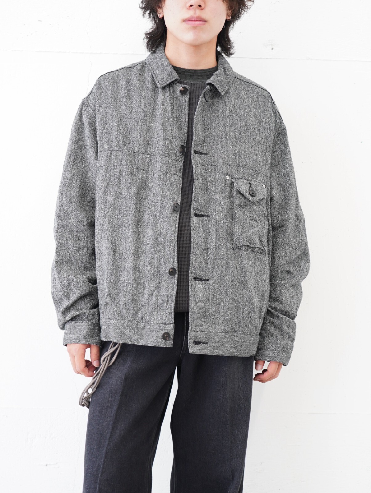 NULABEL 男士 SALT'N PEPPER WOOL LINEN TRUCKER JACKET 图片6