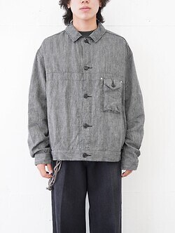 NULABEL 男士 SALT'N PEPPER WOOL LINEN TRUCKER JACKET 图片1