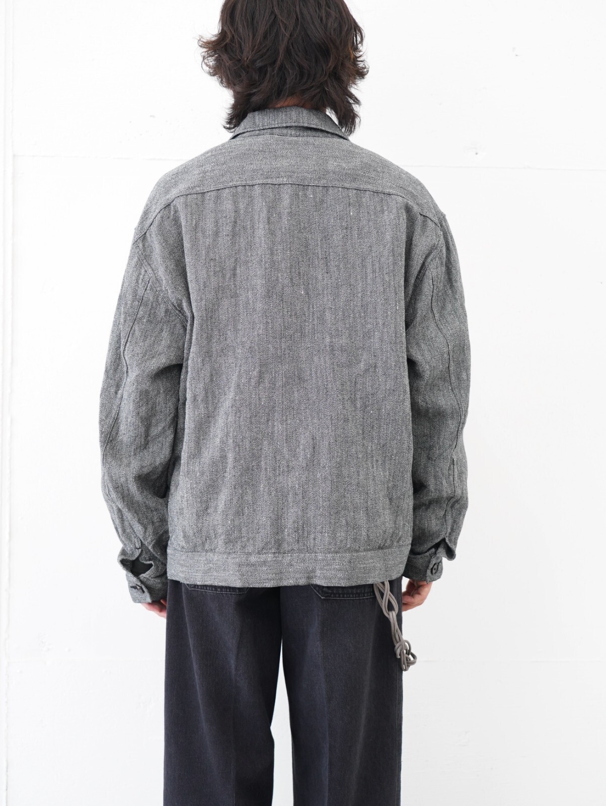 NULABEL 男士 SALT'N PEPPER WOOL LINEN TRUCKER JACKET 图片3